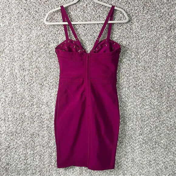 WOW Couture Dress Women’s Medium Pink Lace Tie Bandage Bodycon Mini NWT - Picture 6 of 12